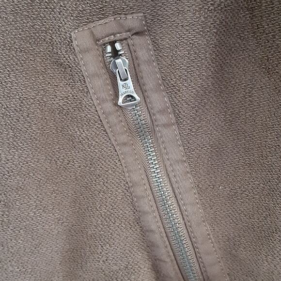 Lauren Ralph Lauren Terry Pullover Sweatshirt Chocolate Brown Quilted Equestrian - Picture 3 of 8